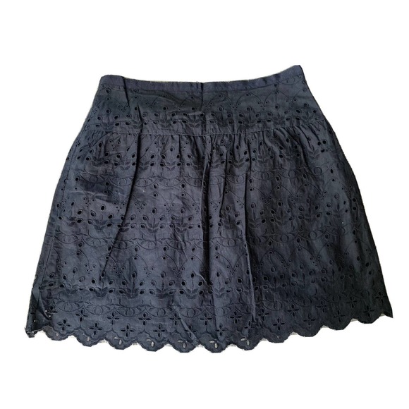 LOFT Dresses & Skirts - Ann Taylor Loft Sz 6 Black Eyelet Lace Skirt Cotton Side Zip Casual Summer NEW